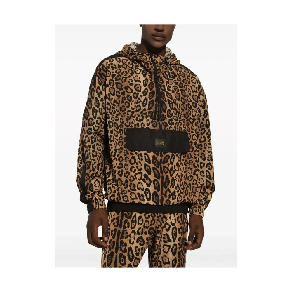 Dolce & Gabbana Leopardprint Hoodie Brown Heren