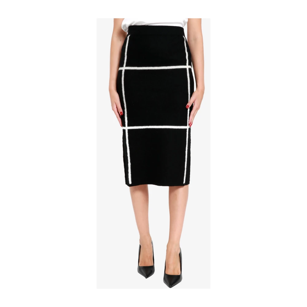 Pennyblack Grafische Inlay Wollen Rok Black Dames