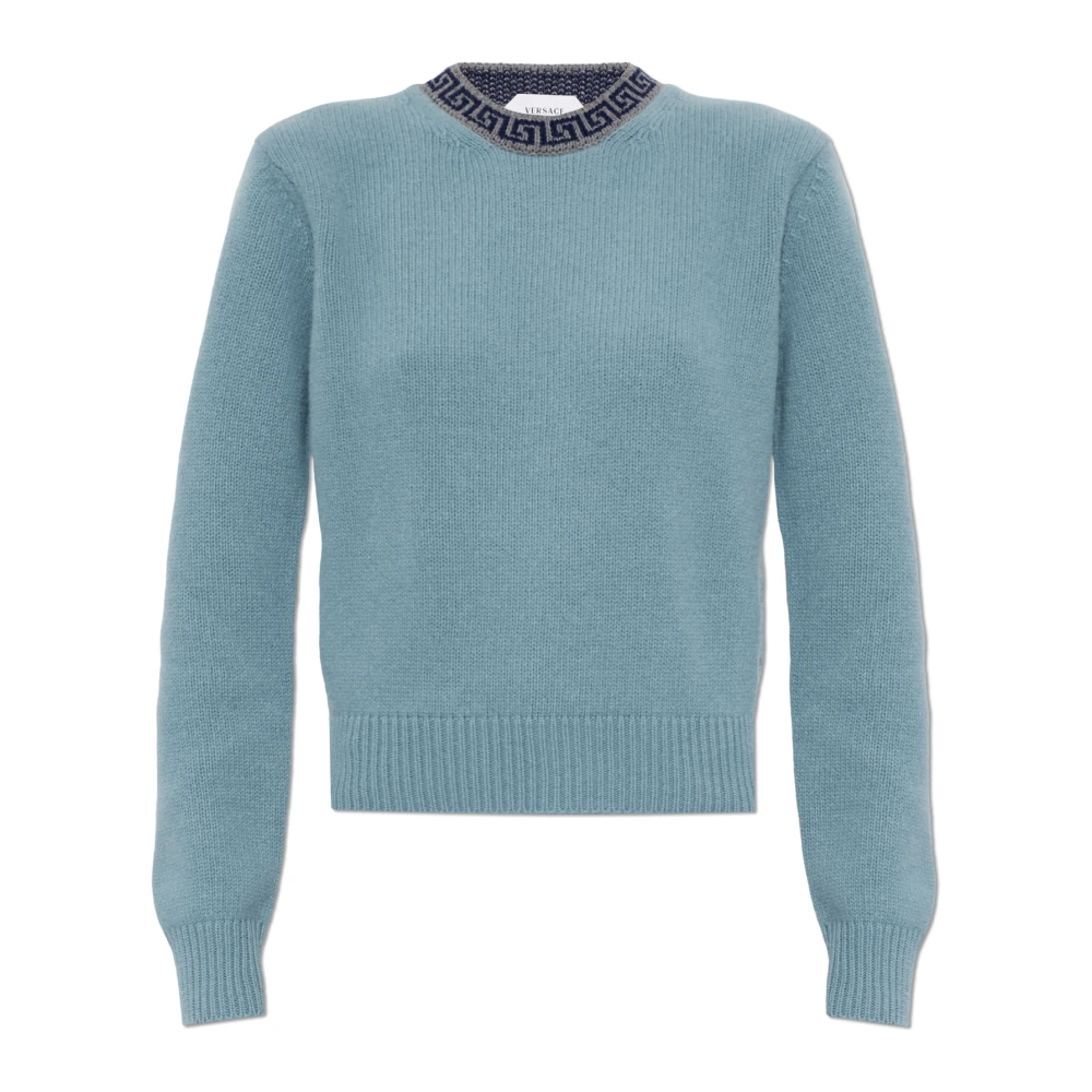 Versace Crewneck Wool & Cashmere Jumper - Female - Round-Neck Knitwear - Green - S - Knitwear