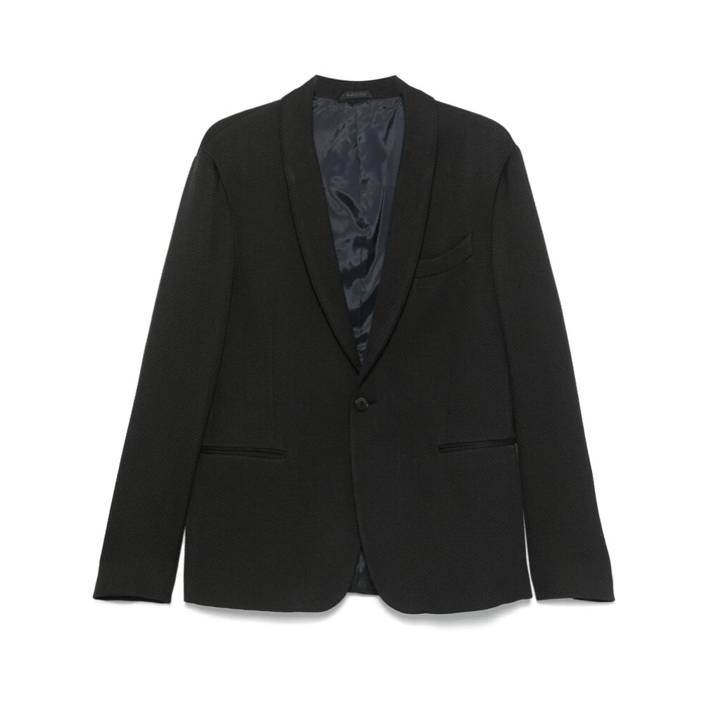 Giorgio Armani Zwarte Shawl Revers Jas Black Heren