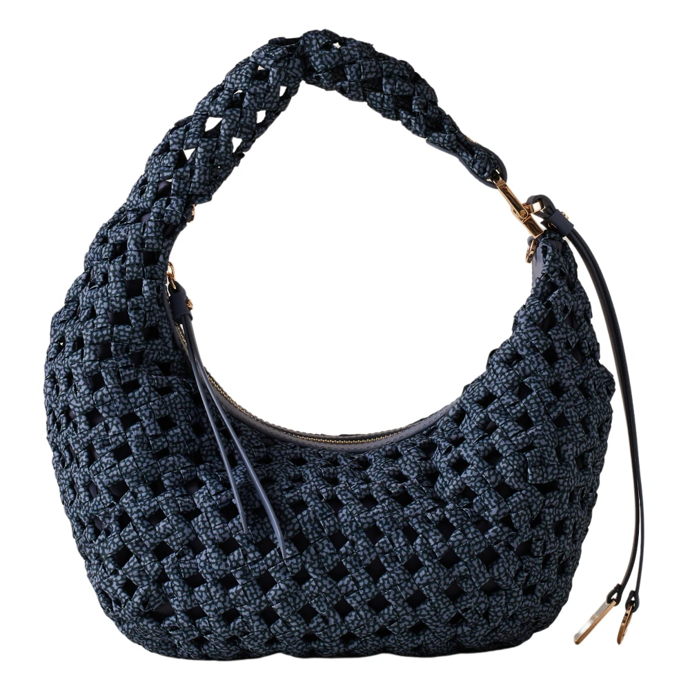 Borbonese Unieke Nido-lijn Handtas met Leren Details Blue Dames