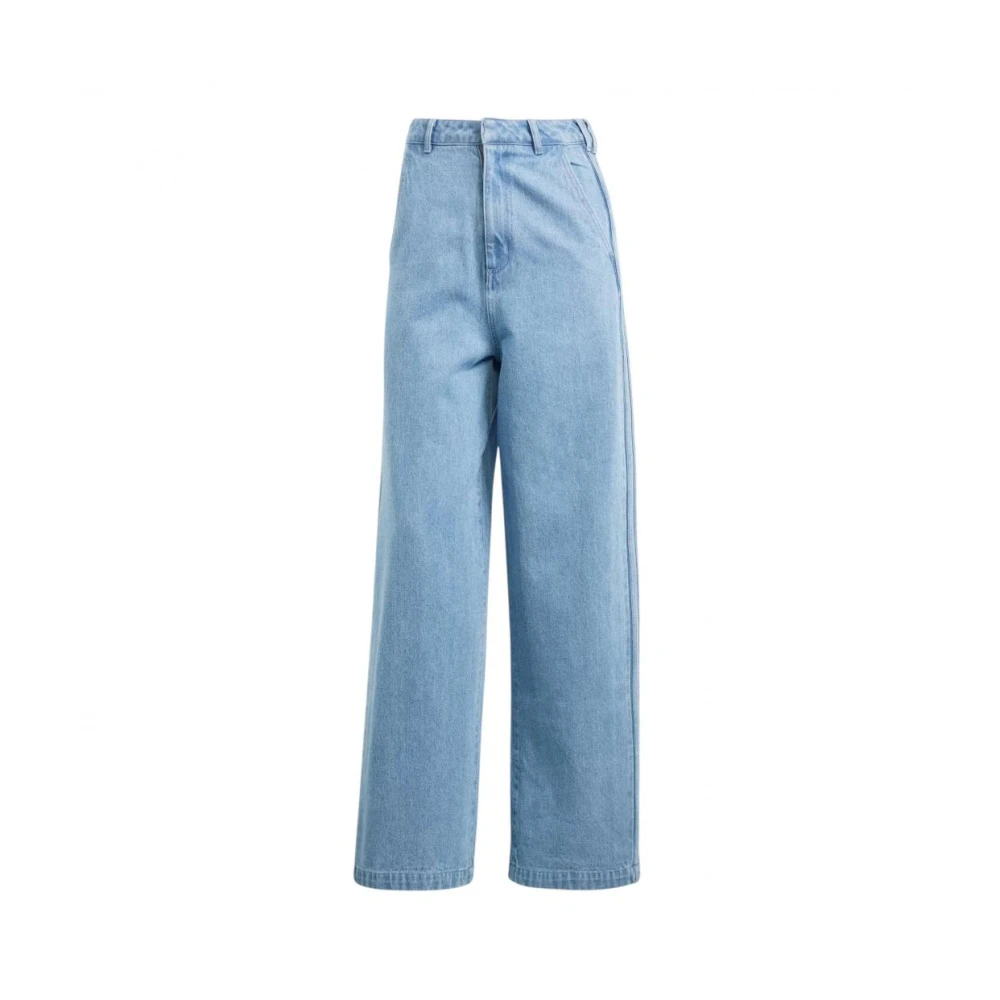 Adidas Kleurrijke high-waisted jeans met iconische strepen Blue Dames