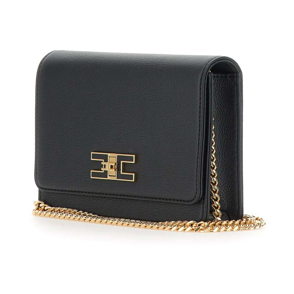 Elisabetta Franchi Zwarte Schoudertas met Gouden Ketting Black Dames