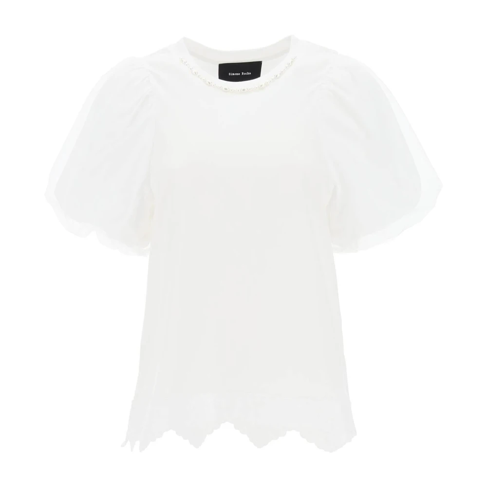 Simone Rocha T-shirt met pofmouwen en versieringen White Dames