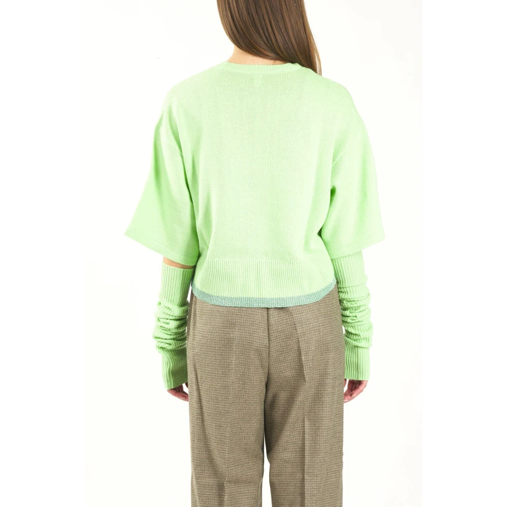 pinko Wol en Kasjmier Korte Mouw Trui Green Dames