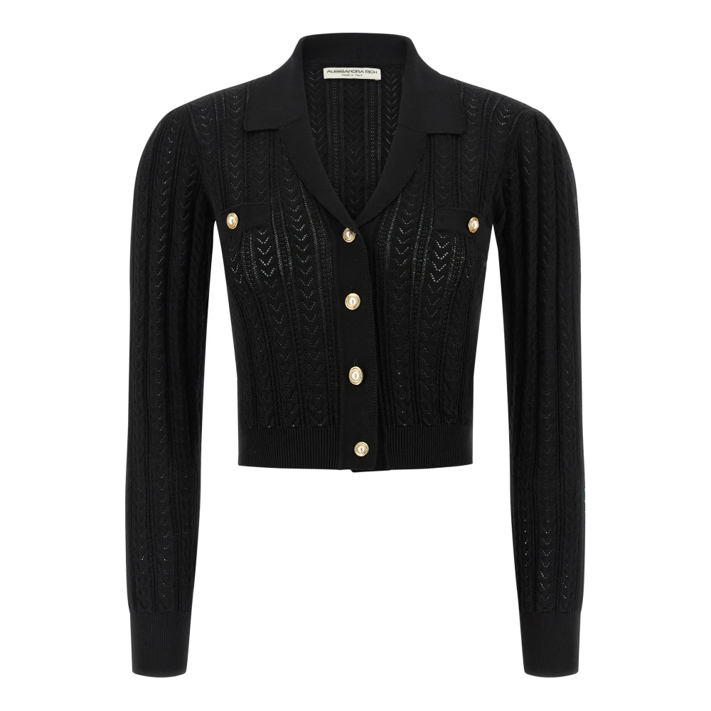 Alessandra Rich Women's Black Cashmere Blend Knit Cardigan
