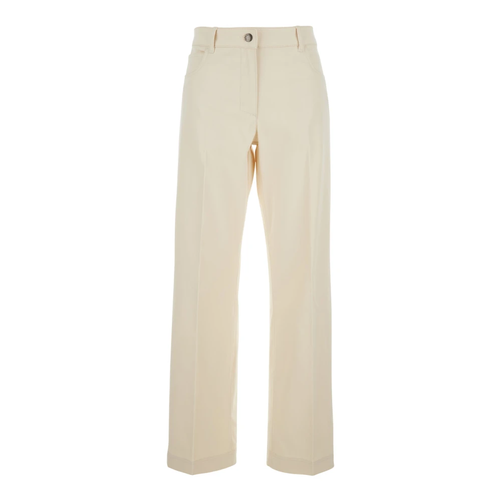 Moncler Beige Katoenen Five Pocket Jeans met Logo Patch Beige Dames