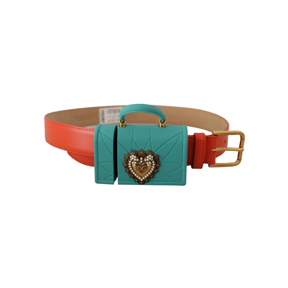Dolce & Gabbana , Belts, Female, Orange, One Size, Devotion Heart Micro Bag Headphones Belt - Image 3