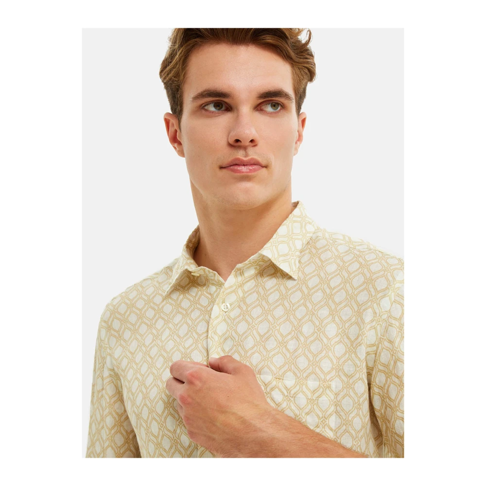Peninsula Mediterrane Tegelprint Linnen Overhemd Multicolor Heren
