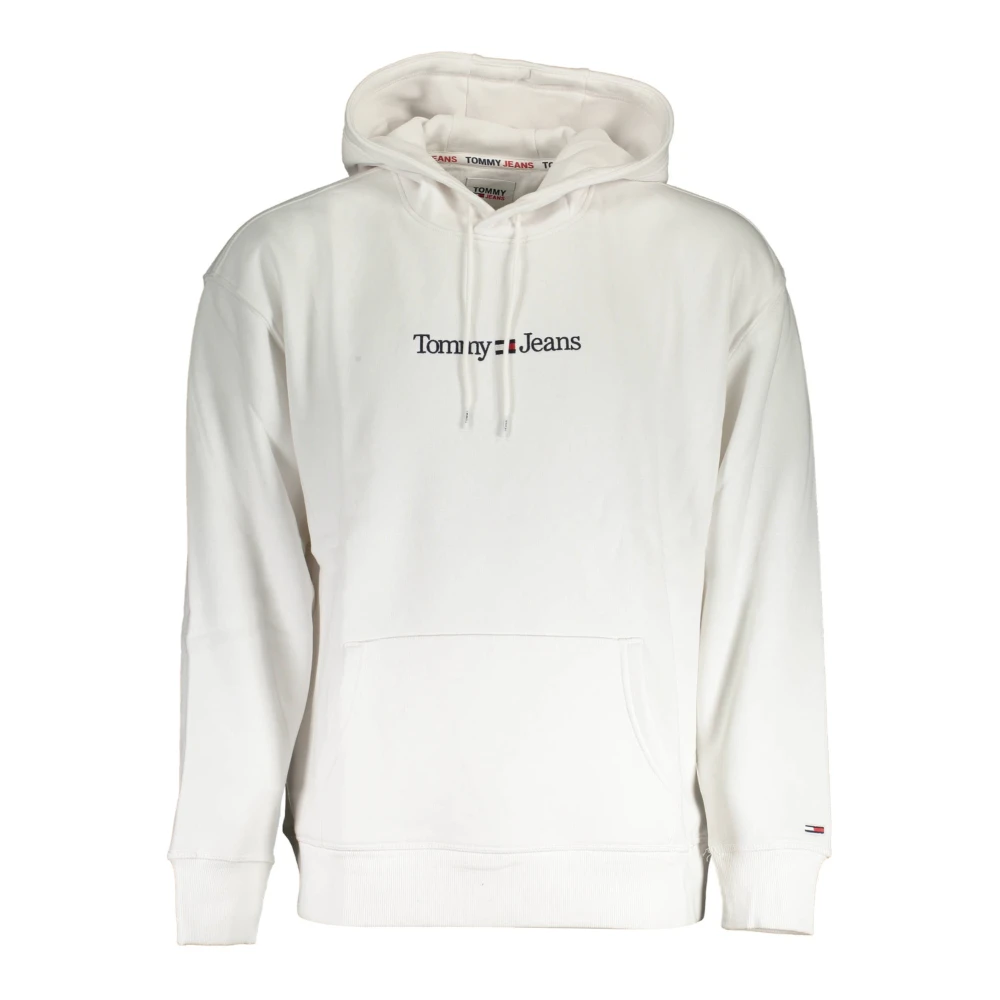 Tommy Hilfiger Men's White Hoodie With Zipper And Logo
