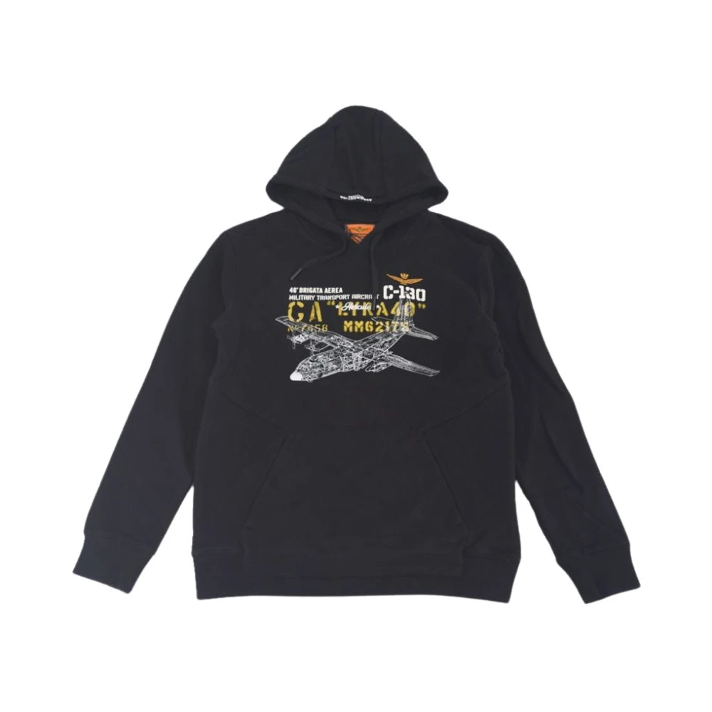 Aeronautica Militare Tryckt och Broderad Hoodie Black, Pojke