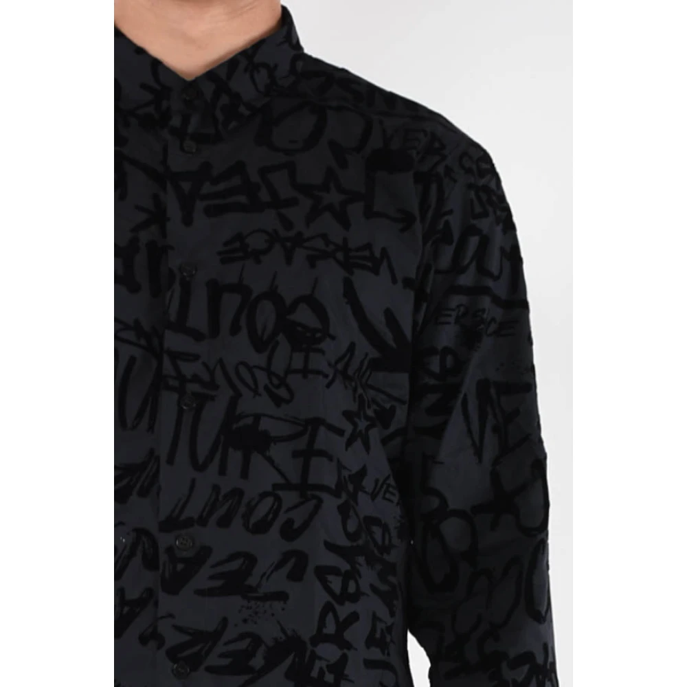Versace Jeans Couture Logo Overhemd met Voorknoopsluiting Black Heren