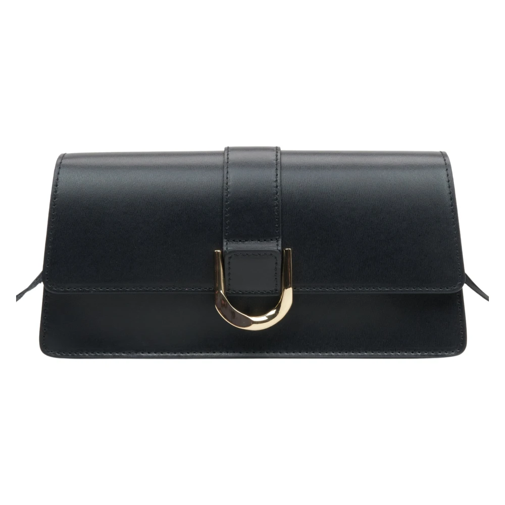 Estro Dames Zwarte Leren Handtas met Gouden Accenten Er00114772 Black Dames