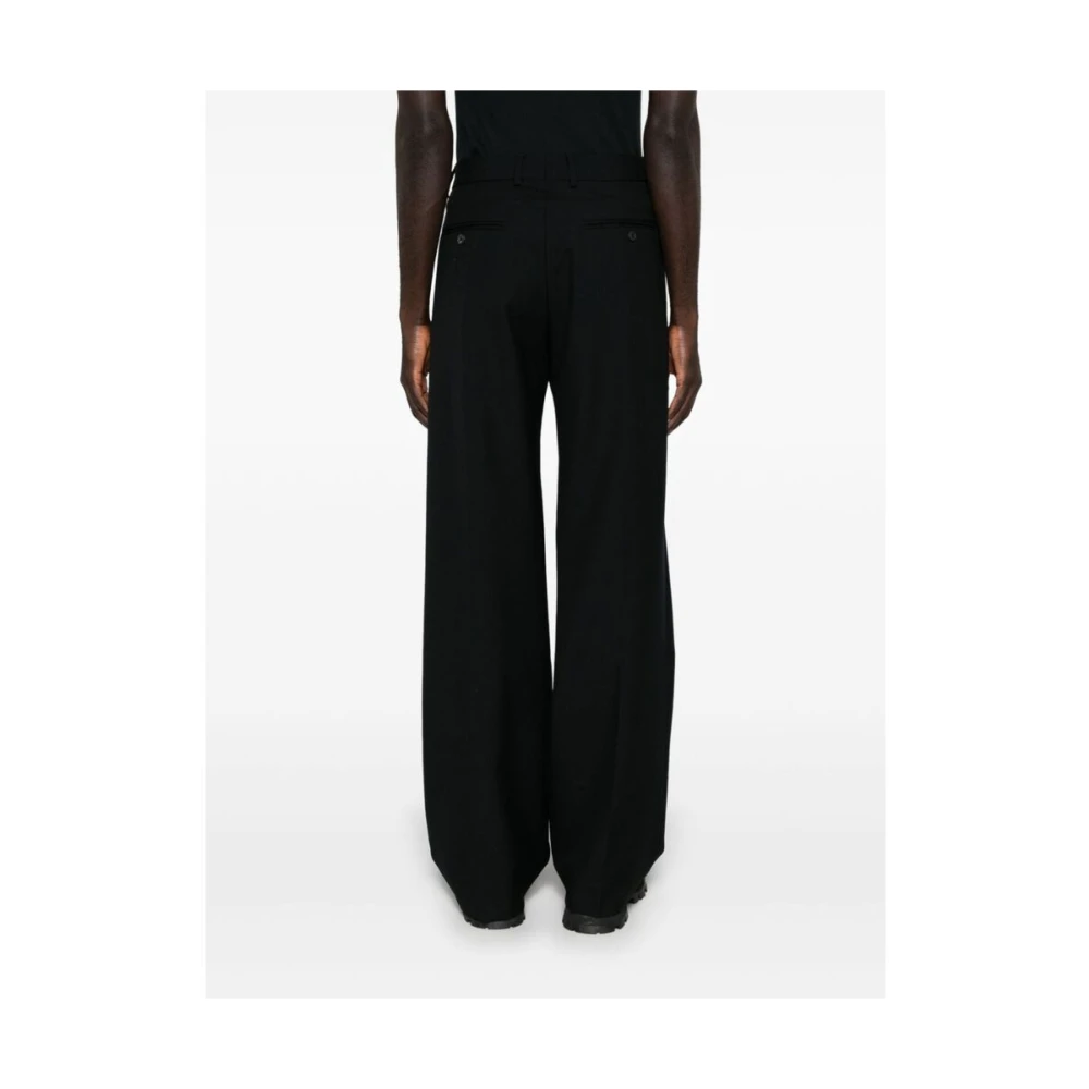 Dries Van Noten Zwarte wollen twill straight leg broek Black Heren