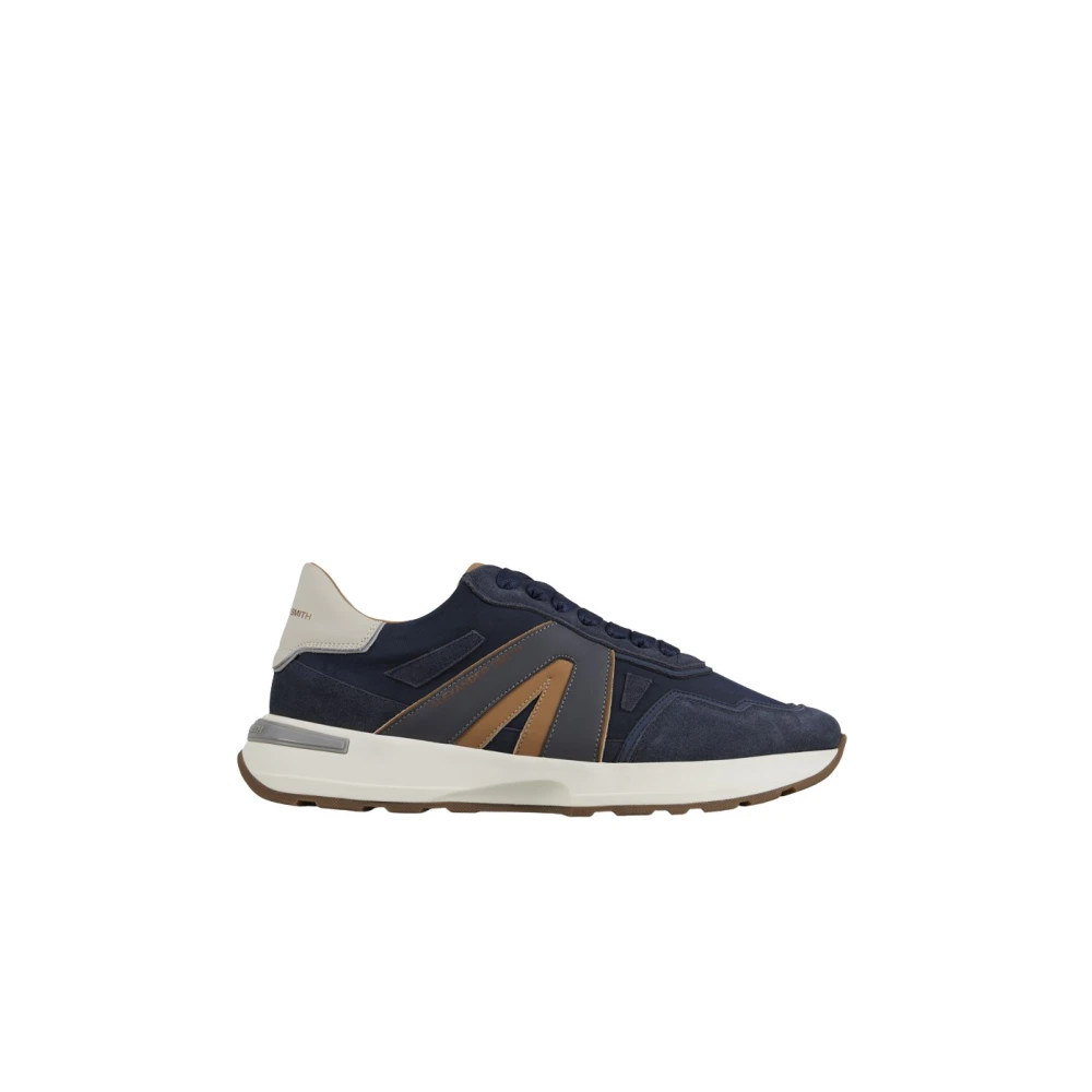 Alexander Smith Liverpool Heren Zachte Leren en Gewassen Nylon Sneakers met Zijlogo Heren Schoenen Blauw