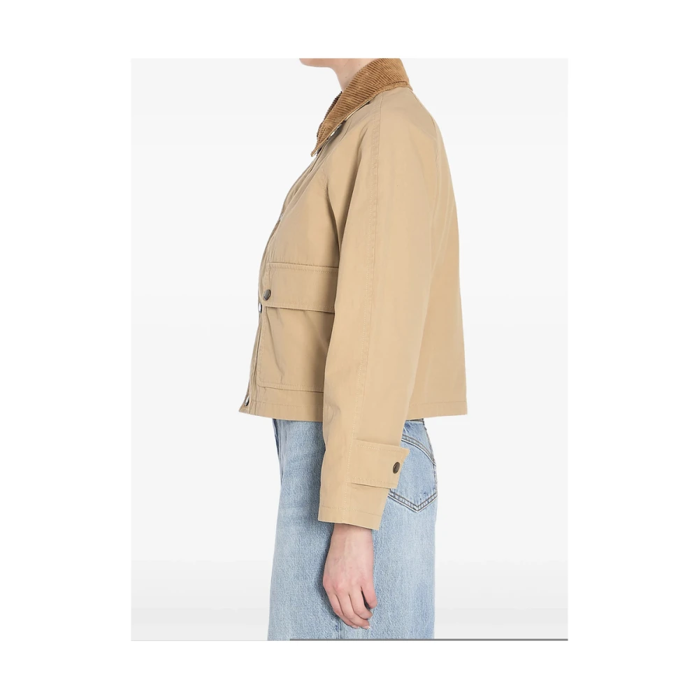 Burberry Archief Beige Ribfluwelen Kraag Buitenkleding Brown Dames