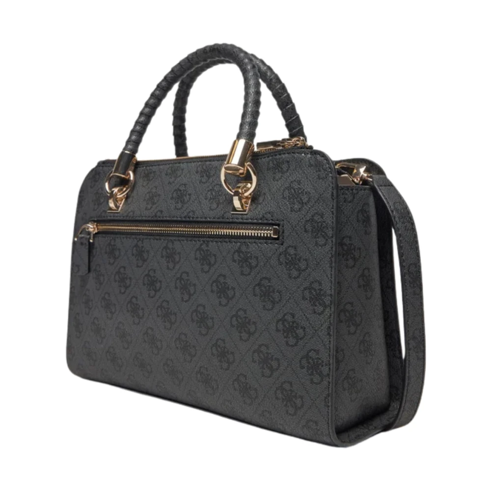 Guess Logo Society Satchel in Steenkool Black Dames