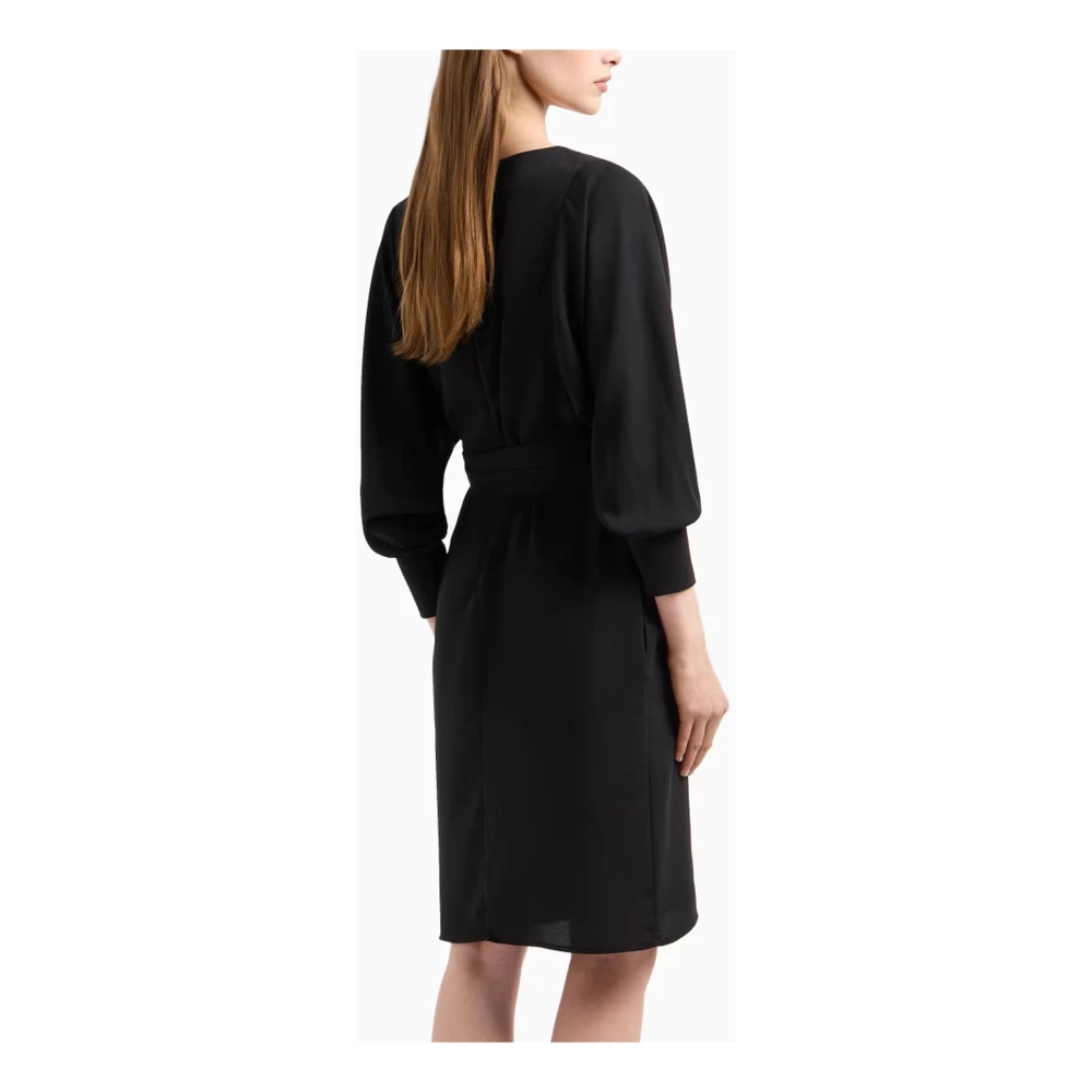Emporio Armani Zwarte Jurk met Leren Riem Black Dames