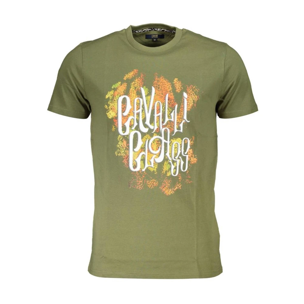 Cavalli Class Bedrukt Logo T-shirt Korte Mouw Ronde Hals Green Heren