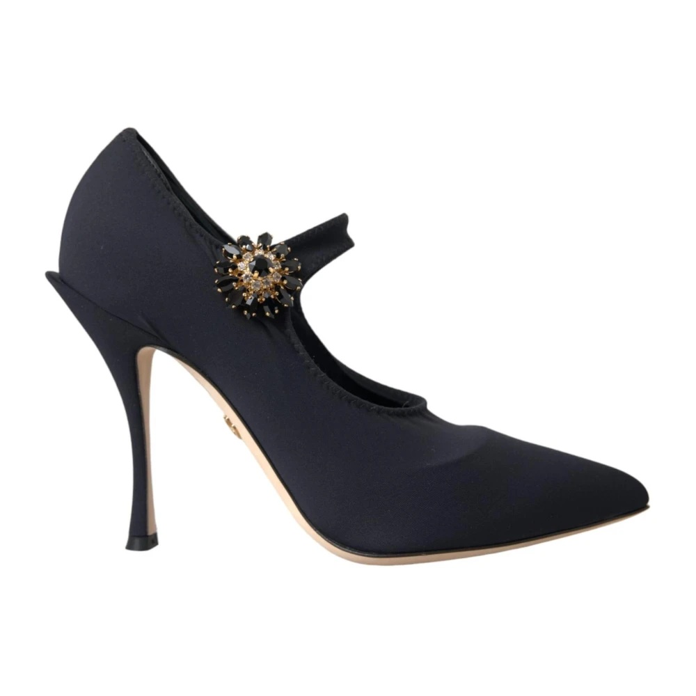 Dolce & Gabbana Women's Black Crystal Mary Jane Pumps With Embellishments