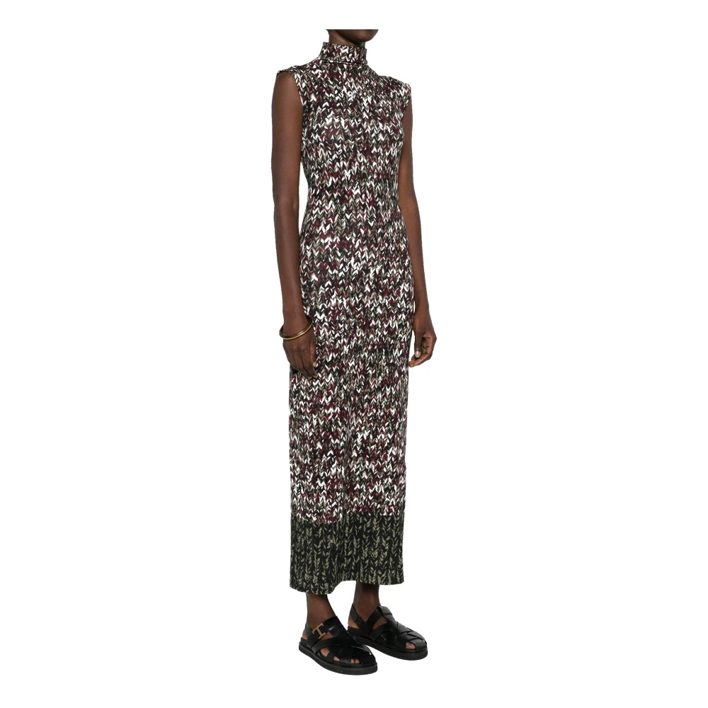 Loewe Groene Gebreide Print Lange Jurk Multicolor Dames