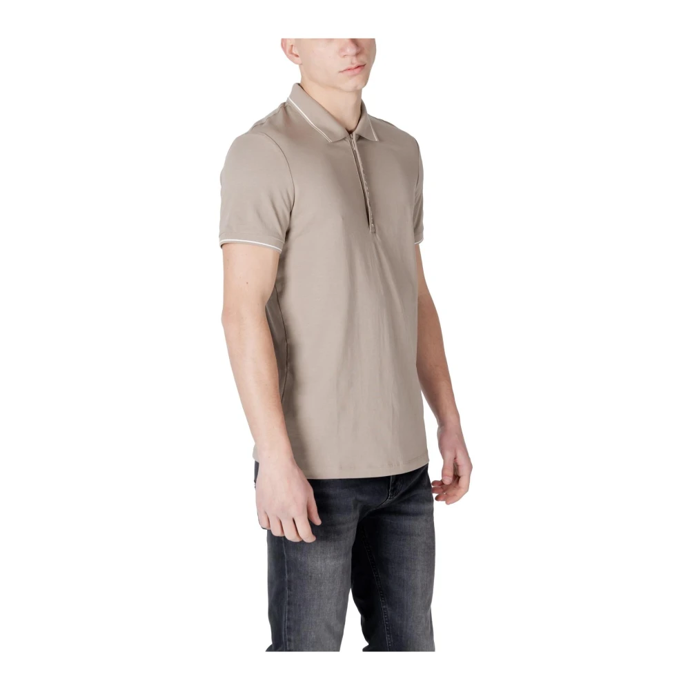 Armani Exchange Beige Polo Shirt met Knoopsluiting Beige Heren