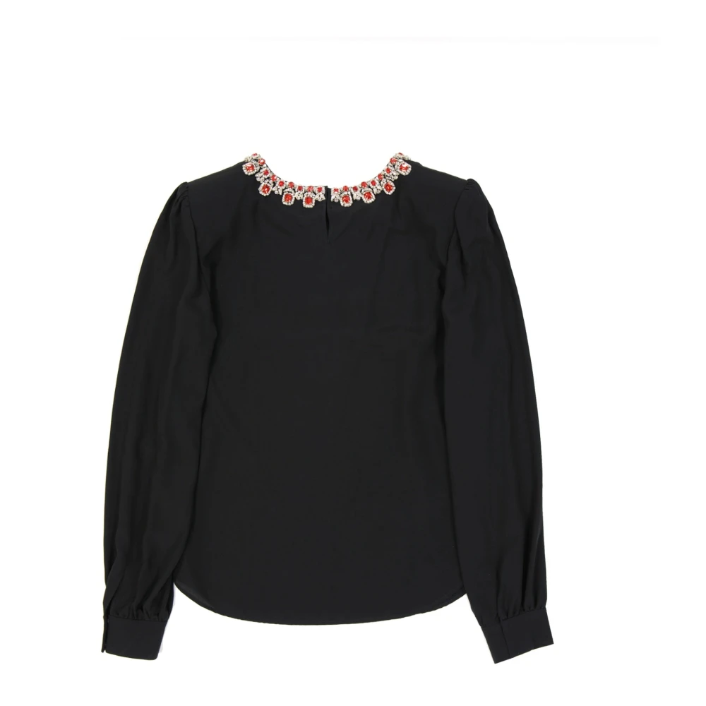 Moschino Zwarte Zijden Blouse Elegante Stijl Black Dames