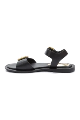 Svarta Öppna Platta Sandaler Kvinnor