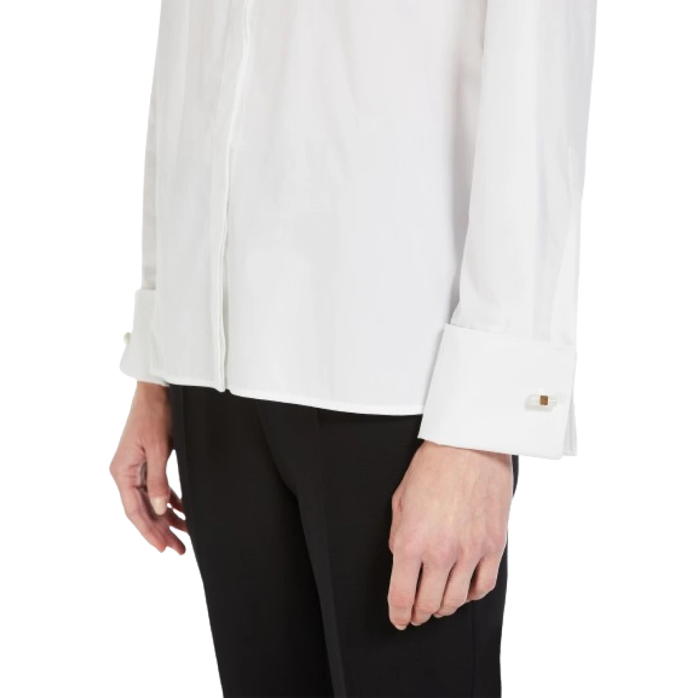 Max Mara Witte Katoenen Overhemd met Strik White Dames