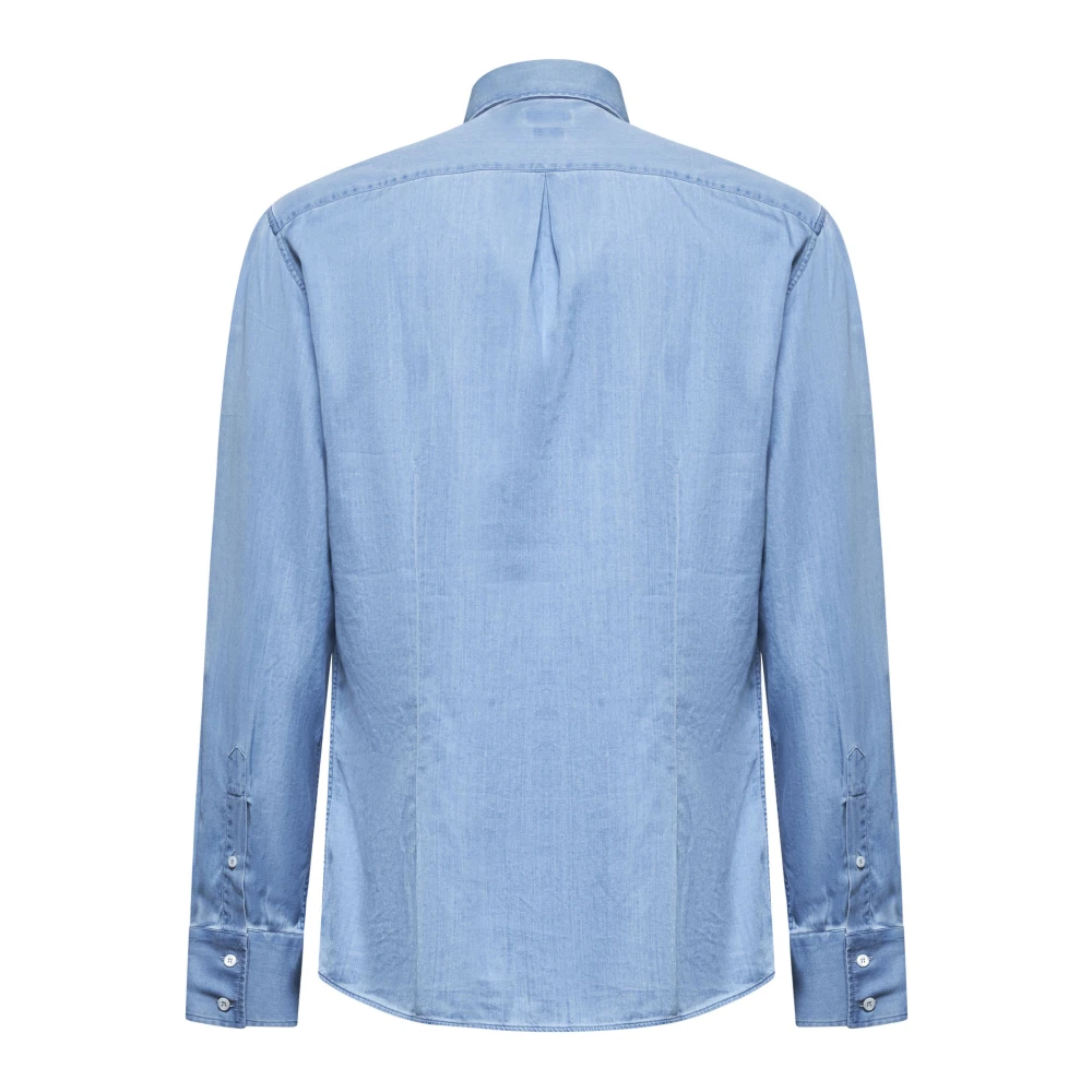 BRUNELLO CUCINELLI Lichtblauwe Denim Overhemd Slim Fit Blue Heren