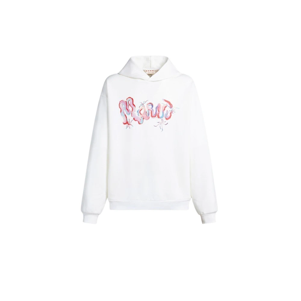 Marni Men's White Logo Hoodies Sweatshirts Cotton Blend - Hoodies - L - Sweatshirts & Hoodies