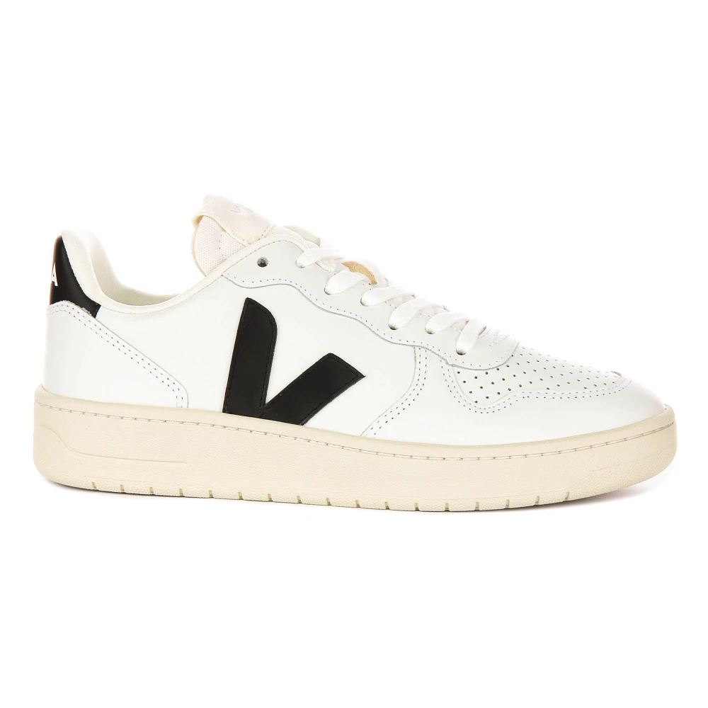 Veja Women's White Sneakers, 8 Uk, Prime Leather Black Trainers