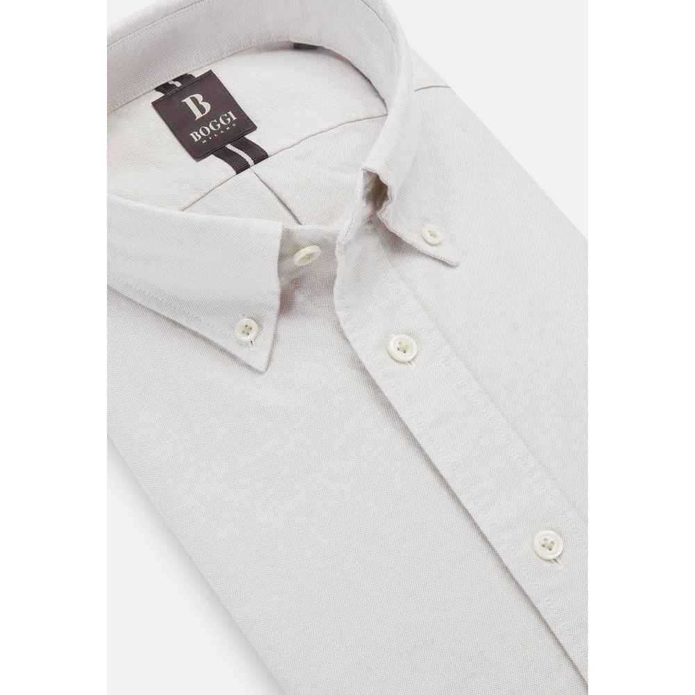Boggi Milano Regular Fit Oxford Katoenen Overhemd White Heren