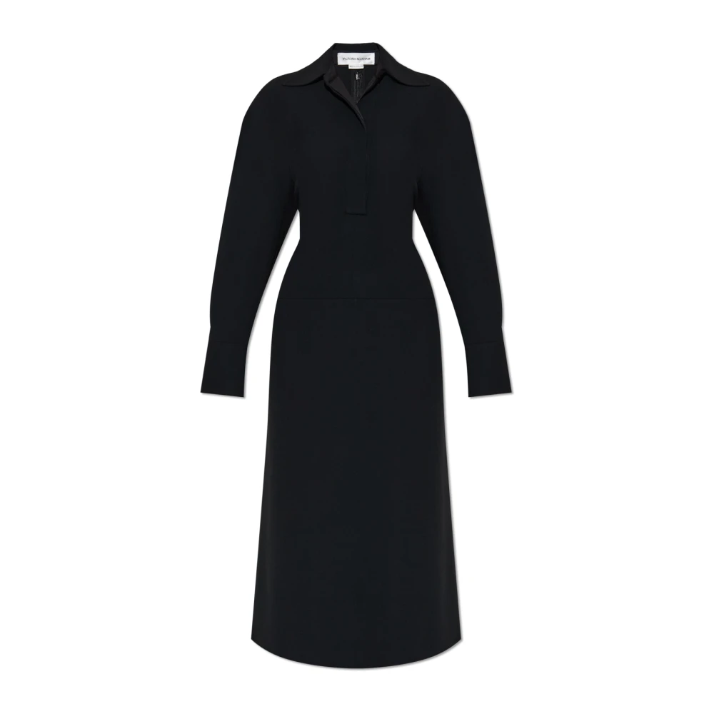 Victoria Beckham Women's Black Midi Dresses, S, Dress With Collar