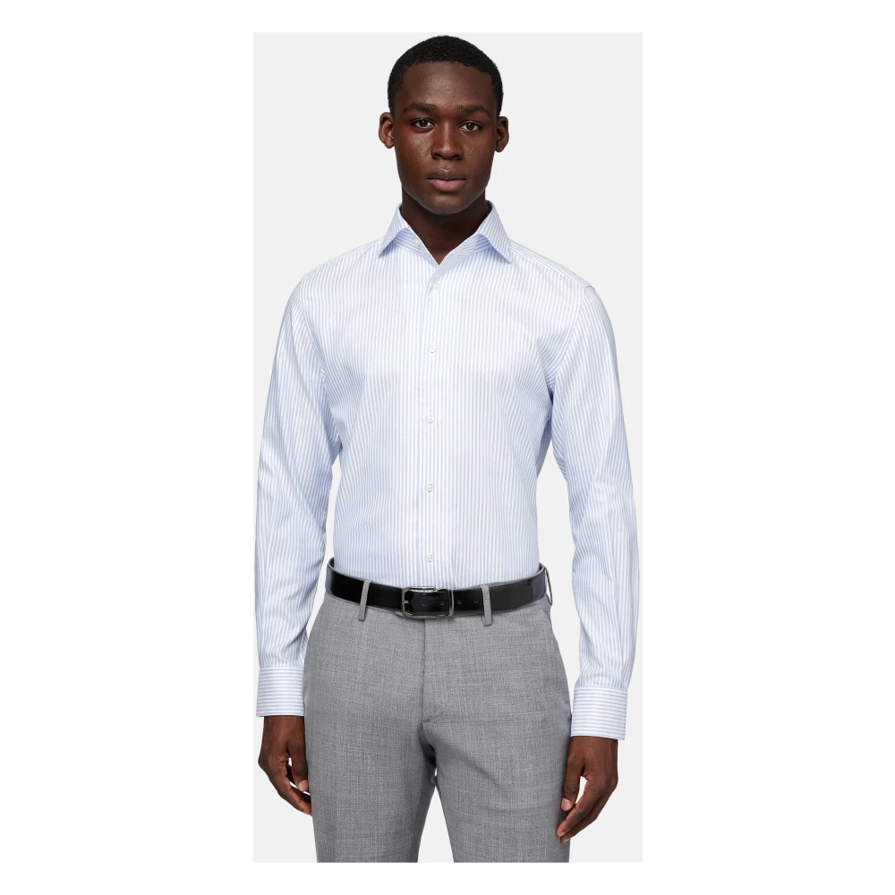 Boggi Milano Gestreept katoenen Dobby overhemd regular fit Blue Heren