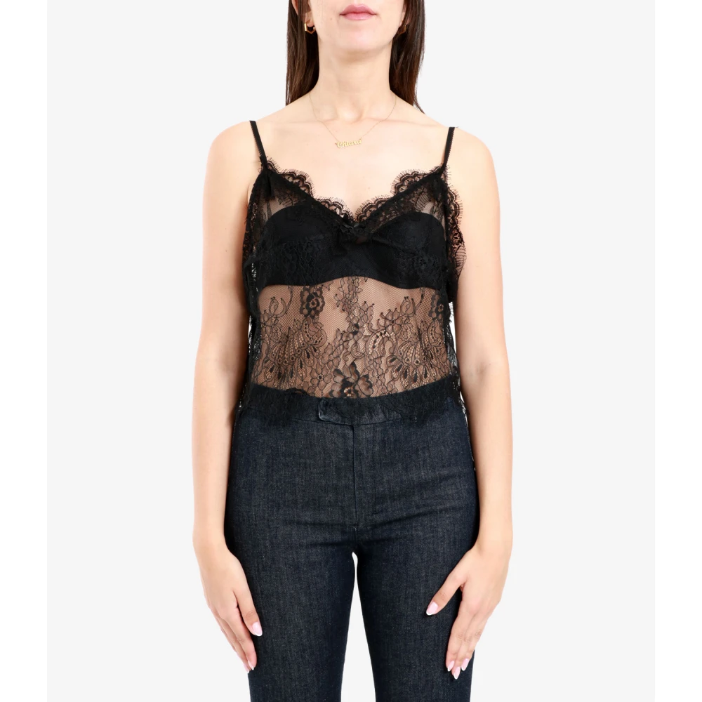 Aniye By Zwarte Kant Sheer Effect Camisole Black Dames