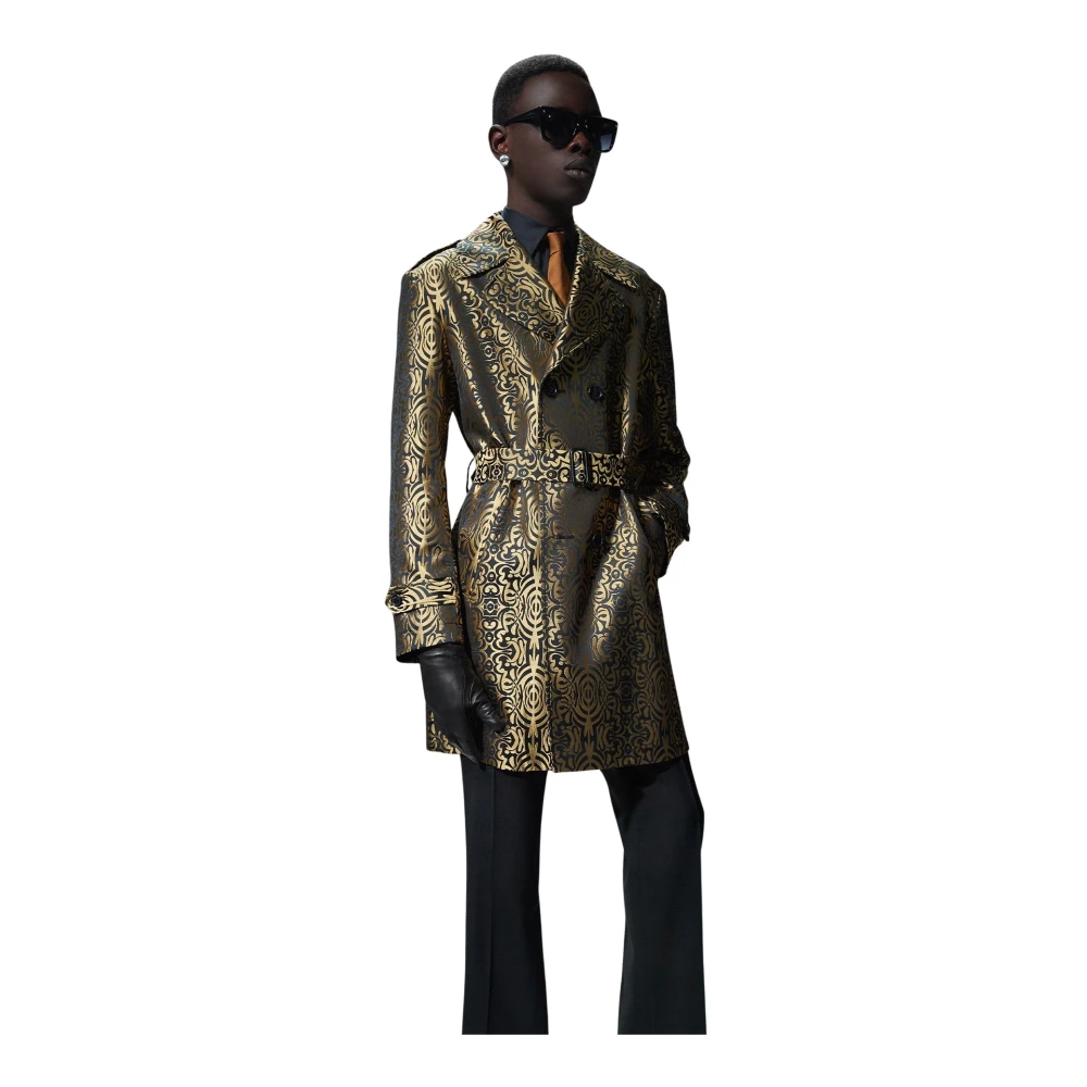 John Richmond Lange trenchcoat met riem Yellow Heren