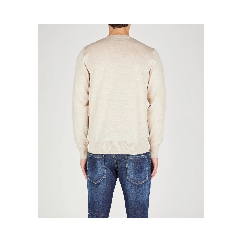 Dsquared2 Geborduurd logo fijngebreide trui Beige Heren