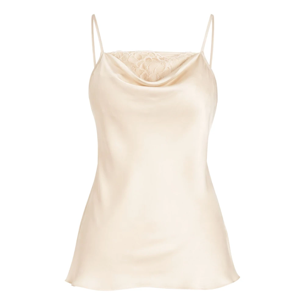 Twinset Women's Beige Satin Top - Sleeveless Tops - Xs - Tops