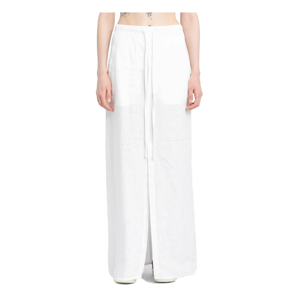 Thom Krom Vit Linne Maxi Kjol Elastisk Midja White, Dam