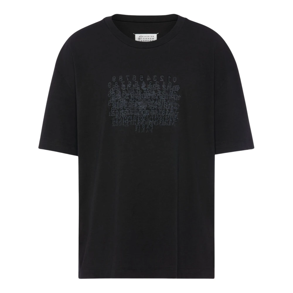Maison Margiela Men's Black T-Shirts, M, Cotton Numerical T-Shirt