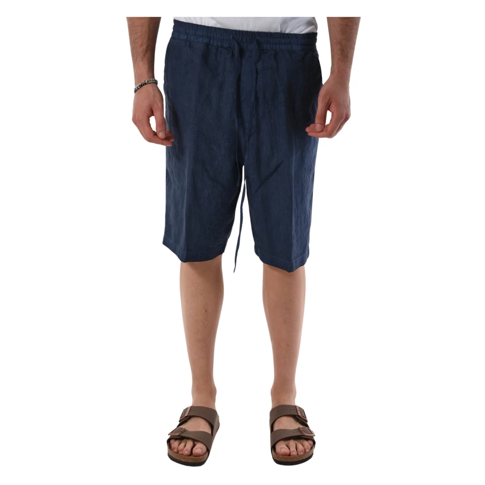 120% lino Casual Linen Shorts Blue Heren