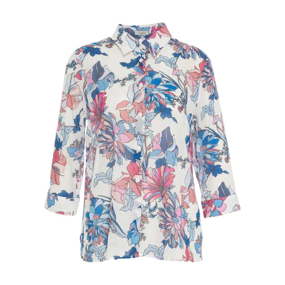 Himon's Blauwe Bloes Kent Kraag Multicolor Dames