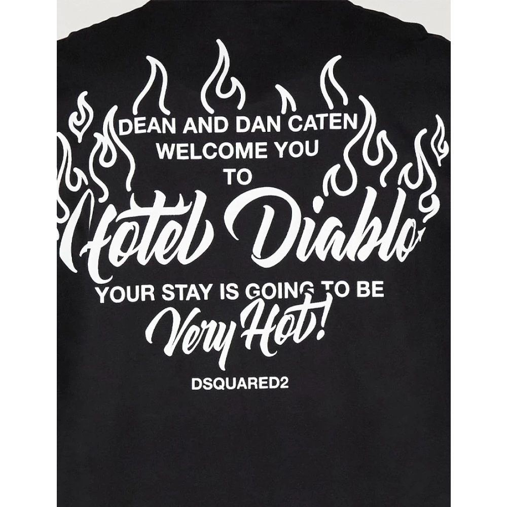 Dsquared2 Zwarte Katoenen Oversized T-shirt Hotel Print Black Heren