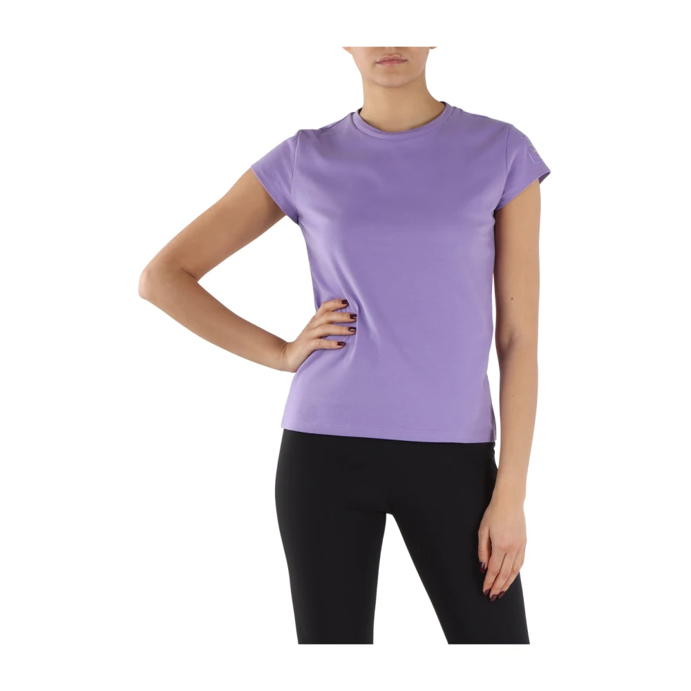Elisabetta Franchi Katoenen T-shirt met geborduurd logo Purple Dames