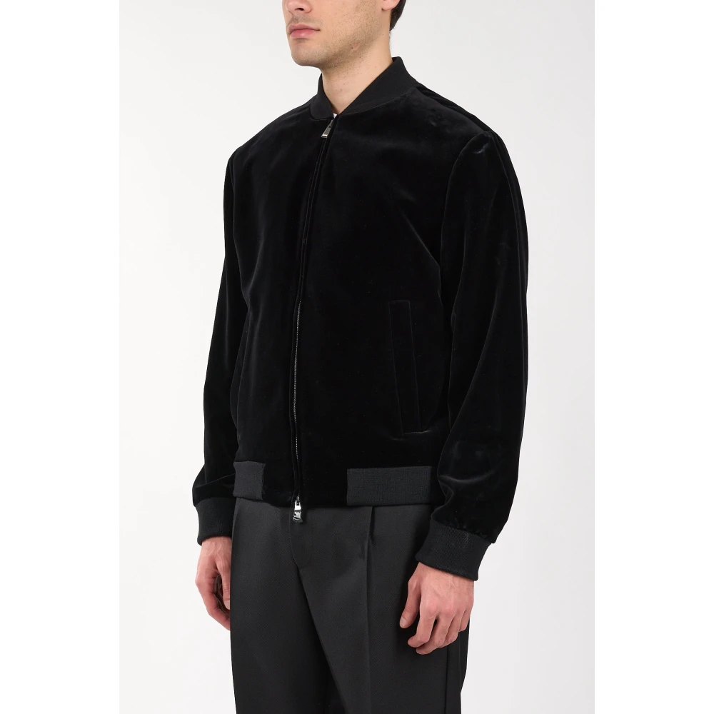 Hugo Boss Fluwelen Bomberjack met Ritssluiting Black Heren