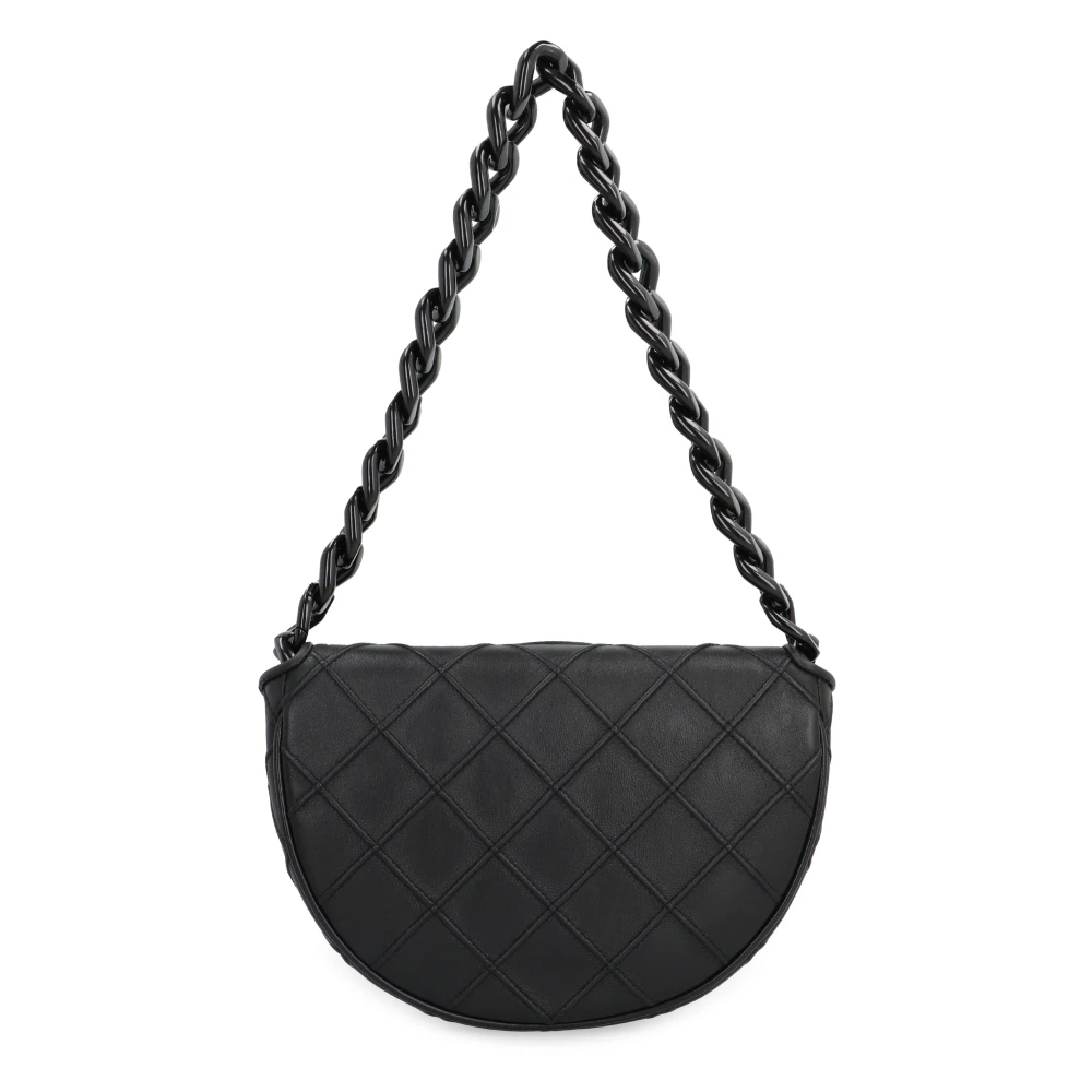 TORY BURCH Mini Leren Schoudertas met Kettinghandvat Black Dames