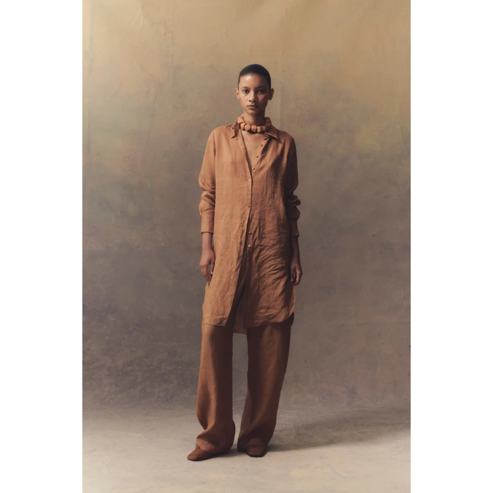 Cortana Oversized Ramie Terracotta Shirt Brown Dames