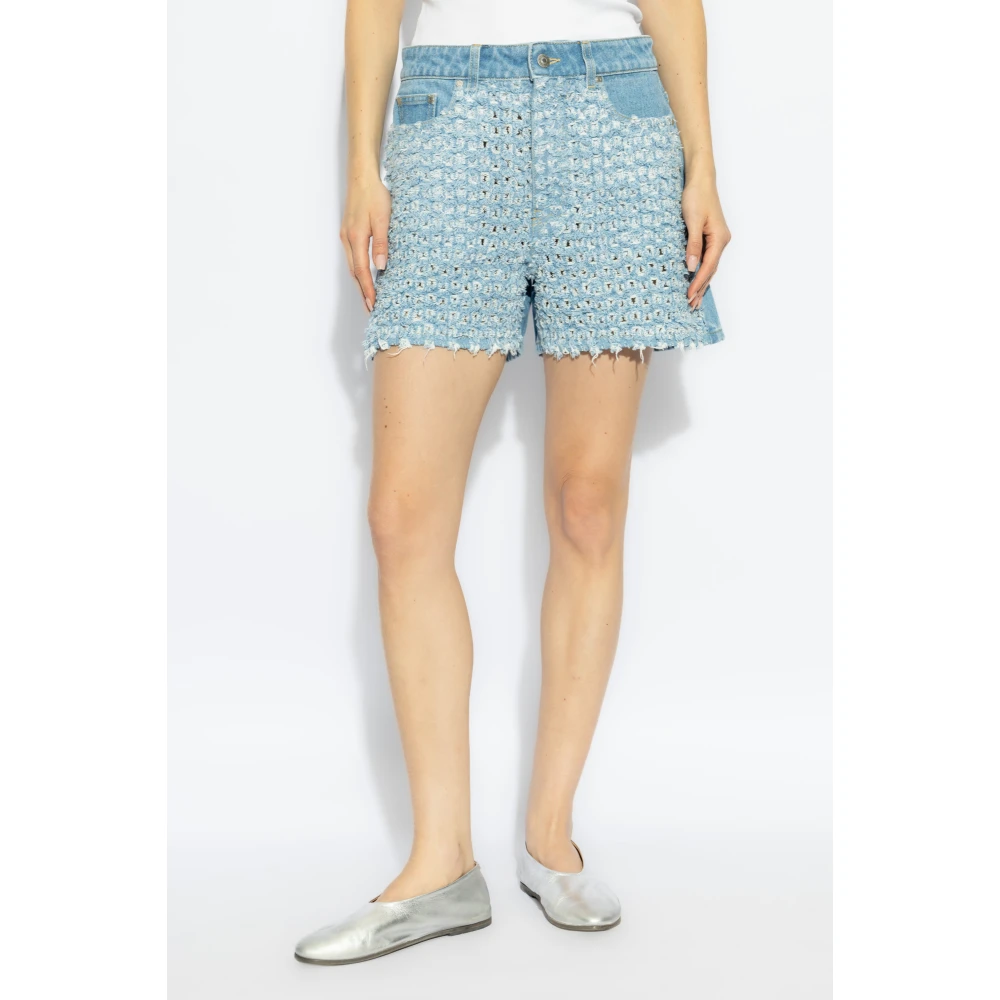 Stella Mccartney Hoge taille denim shorts Blue Dames