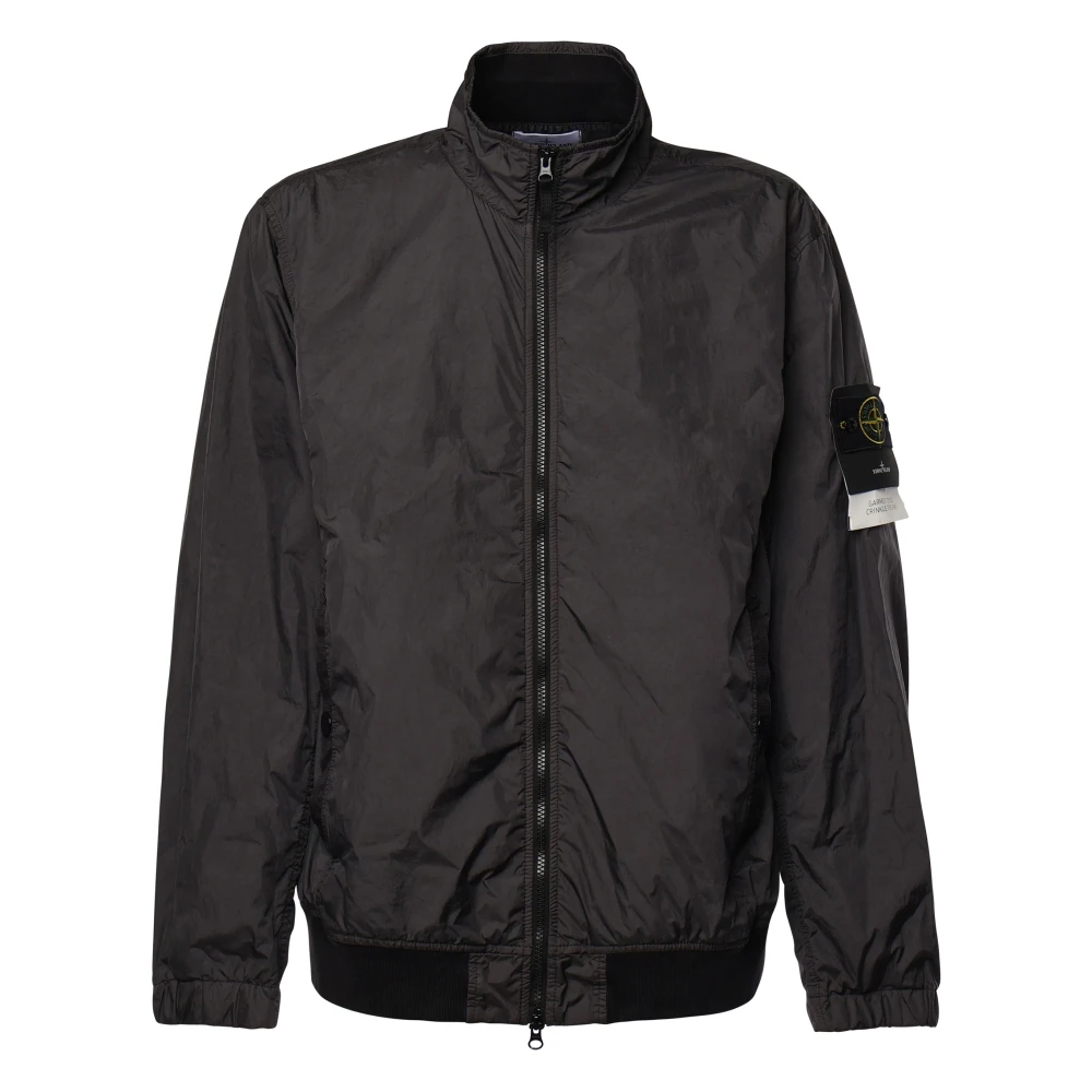 Stone Island Zwarte Bomberjack met Nylon Details Black Heren